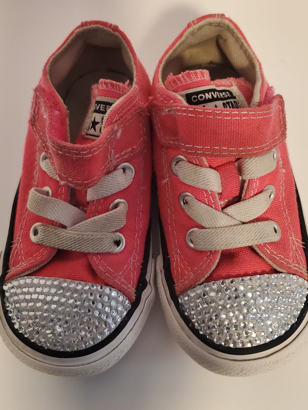Converse Kids Pink Canvas Sneakers with Rhinestone Toes